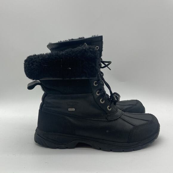 Womens Size 10 Ugg Australia Boots 5521 Waterproof Shearling Lined Black Leather - Picture 1 of 10